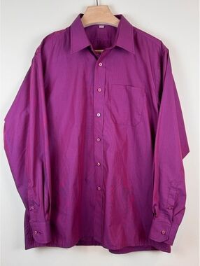 Louis Philippe Men’s Size 46 XXL Purple Magenta Formal Dress Shirt Button Up